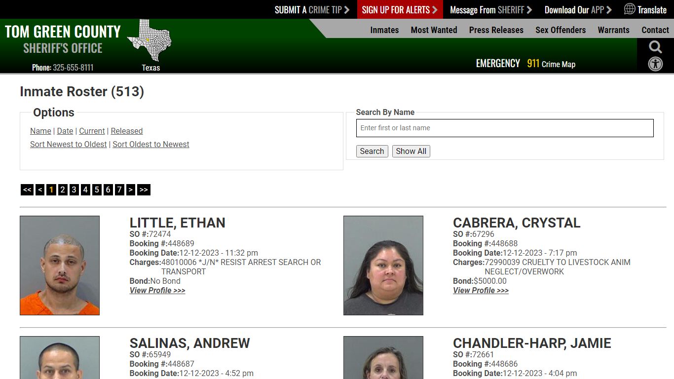 Inmate Roster - Current Inmates Booking Date Descending - Tom Green ...